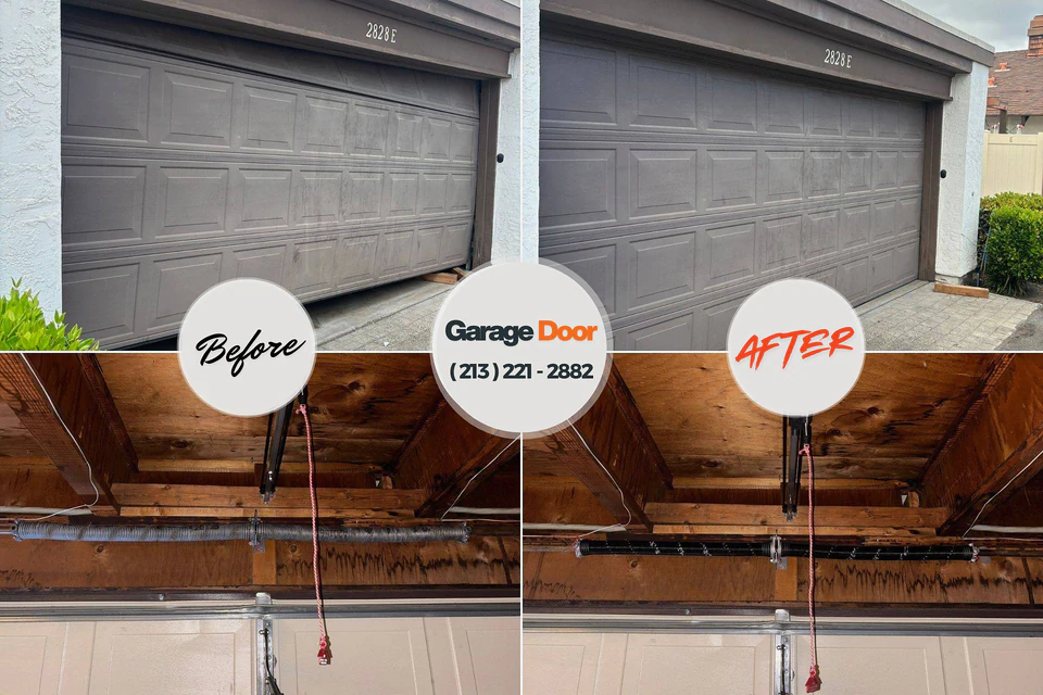 Before and after: garage door repair Wake County